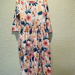 Charming Floral Kids Dress - Pink and Blue